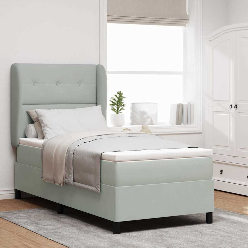vidaXL Box Spring Bed with Mattress Light Grey 200 x 90 cm Velvet