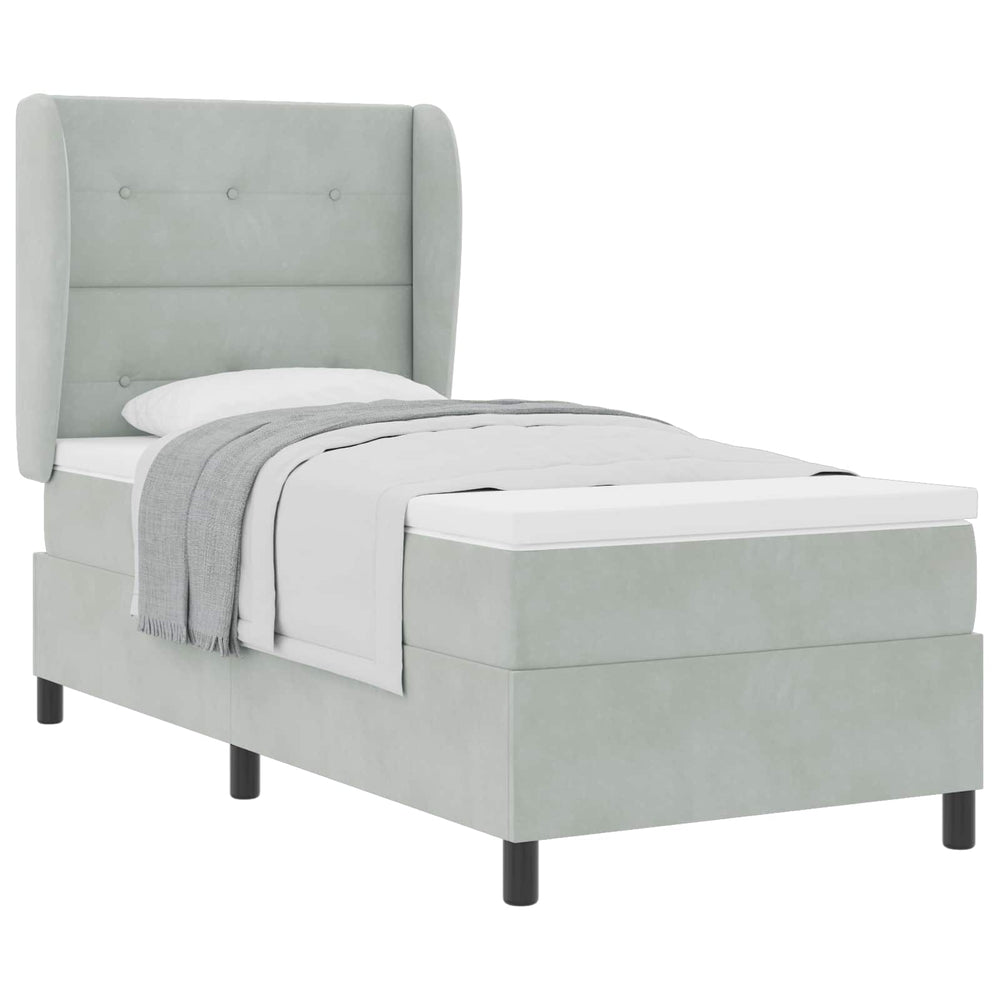vidaXL Box Spring Bed with Mattress Light Grey 200 x 90 cm Velvet