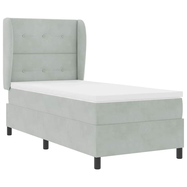 vidaXL Box Spring Bed with Mattress Light Grey 200 x 90 cm Velvet