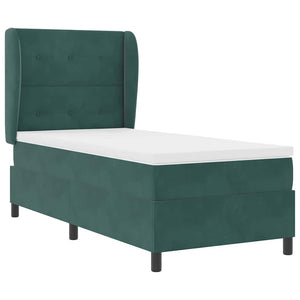 vidaXL Box Spring Bed with Mattress Dark Green 200 x 90 cm Velvet