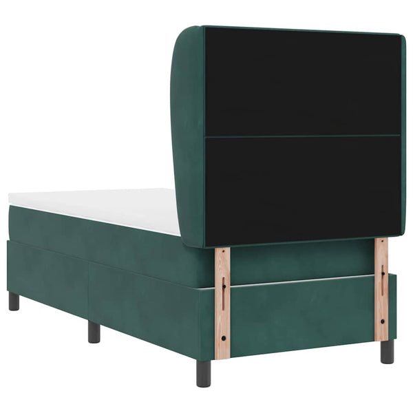 vidaXL Box Spring Bed with Mattress Dark Green 200 x 90 cm Velvet