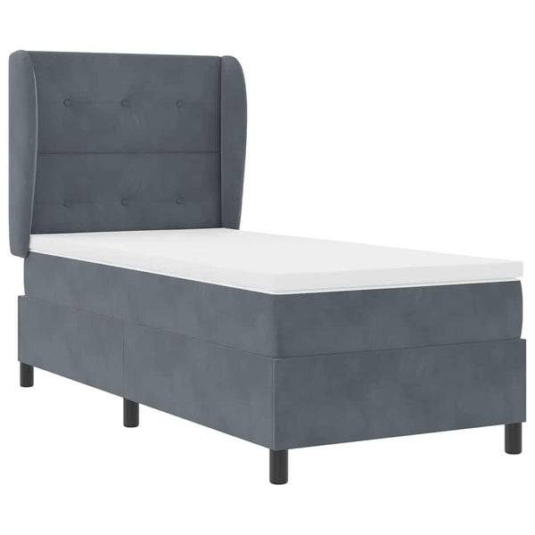 vidaXL Box Spring Bed with Mattress Dark Gray 200 x 100 cm Velvet