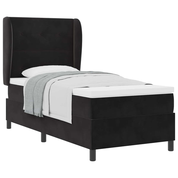 vidaXL Box Spring Bed with Mattress Black 200 x 100 cm Velvet