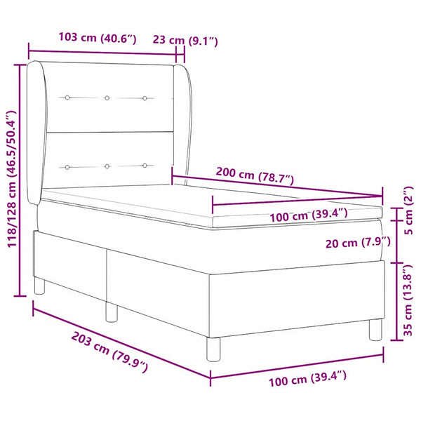 vidaXL Box Spring Bed with Mattress Black 200 x 100 cm Velvet