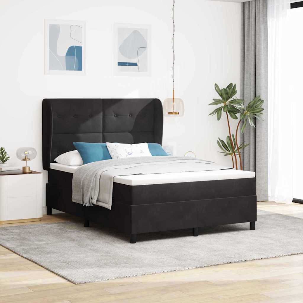 vidaXL Box Spring Bed with Mattress Black 190 x 140 cm Velvet