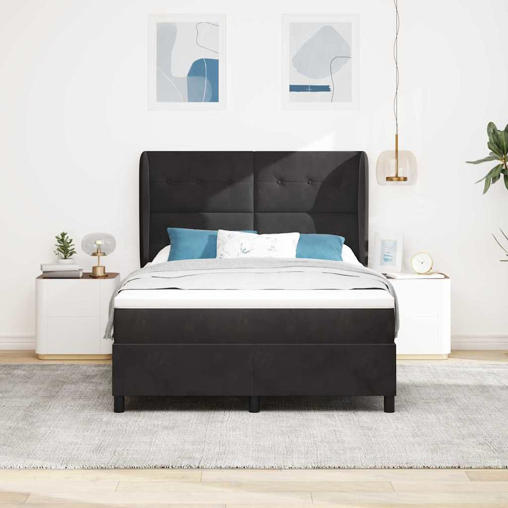 vidaXL Box Spring Bed with Mattress Black 200 x 140 cm Velvet