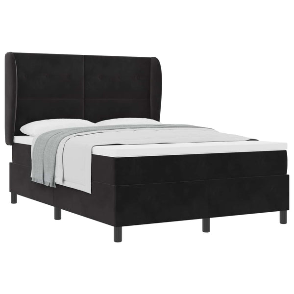 vidaXL Box Spring Bed with Mattress Black 200 x 140 cm Velvet
