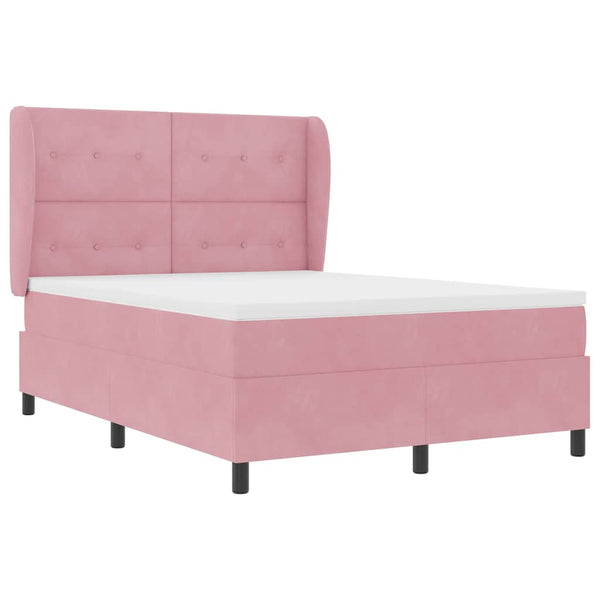 vidaXL Box Spring Bed with Mattress and Headboard Pink 200 x 140 cm Velvet