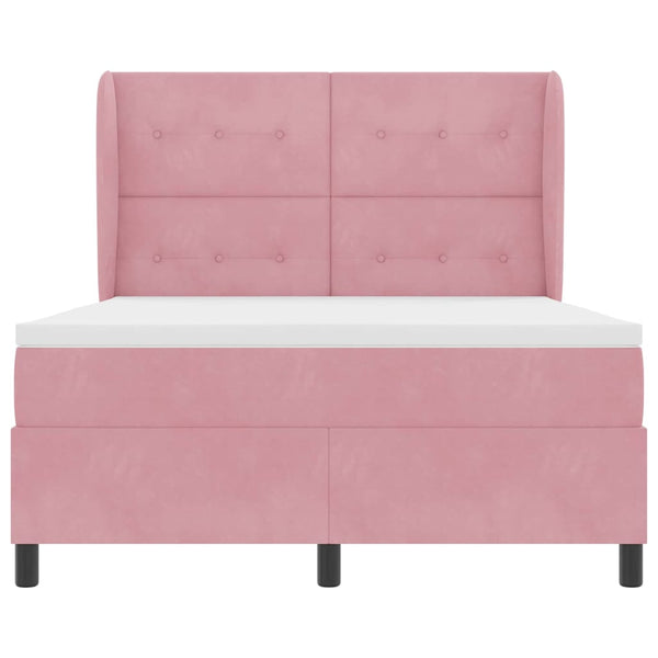 vidaXL Box Spring Bed with Mattress and Headboard Pink 200 x 140 cm Velvet