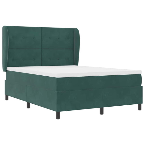 vidaXL Box Spring Bed with Mattress Dark Green 200 x 160 cm Velvet