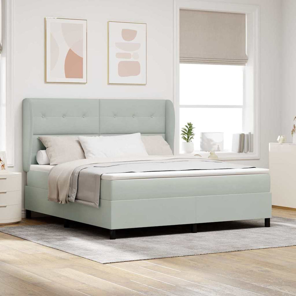 vidaXL Box Spring Bed with Mattress Light Grey 200 x 180 cm Velvet