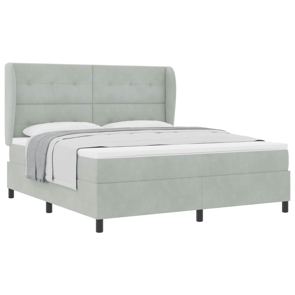 vidaXL Box Spring Bed with Mattress Light Grey 200 x 180 cm Velvet