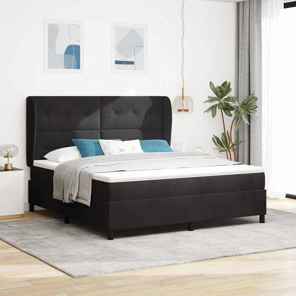 vidaXL Box Spring Bed with Mattress Black 200 x 180 cm Velvet