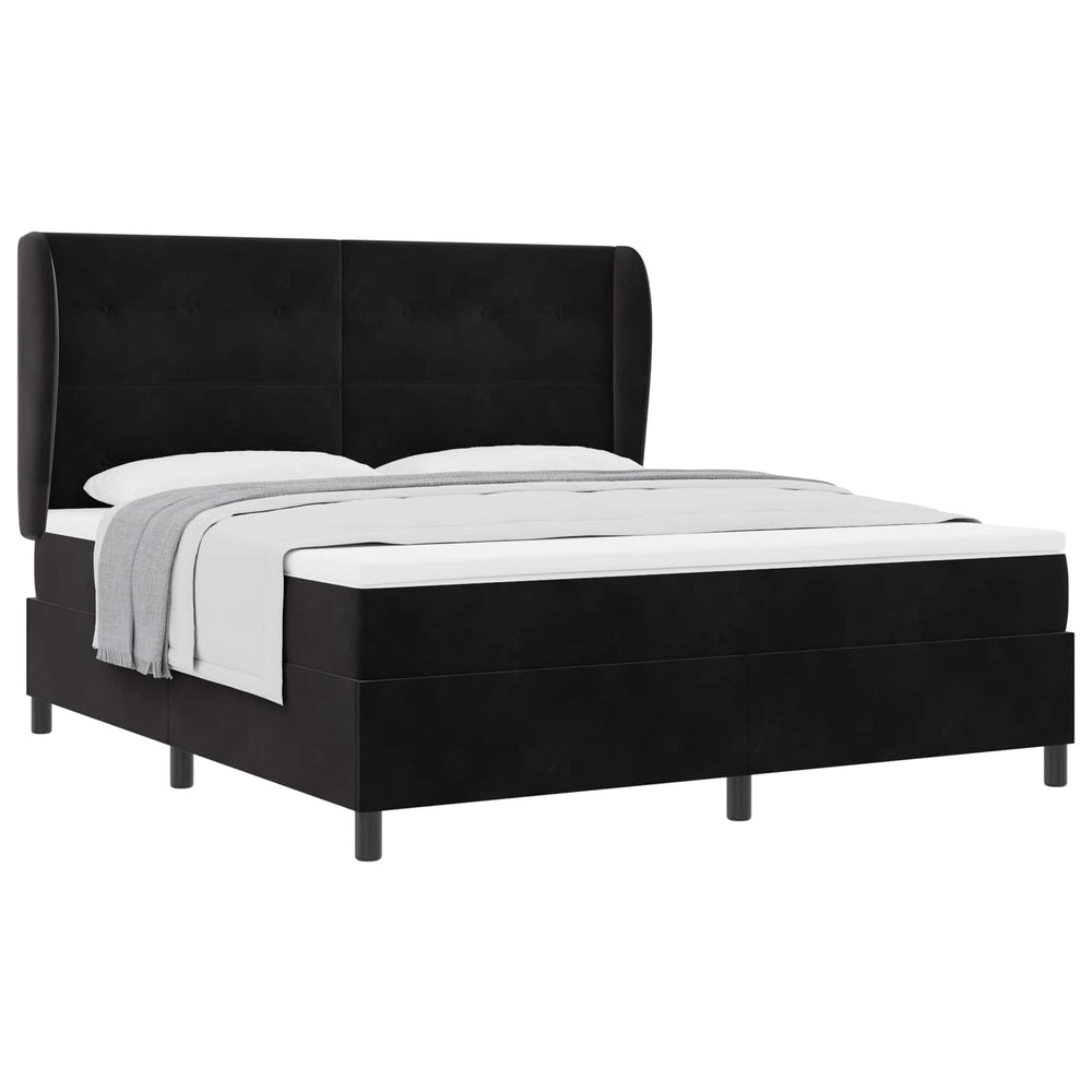 vidaXL Box Spring Bed with Mattress Black 200 x 180 cm Velvet