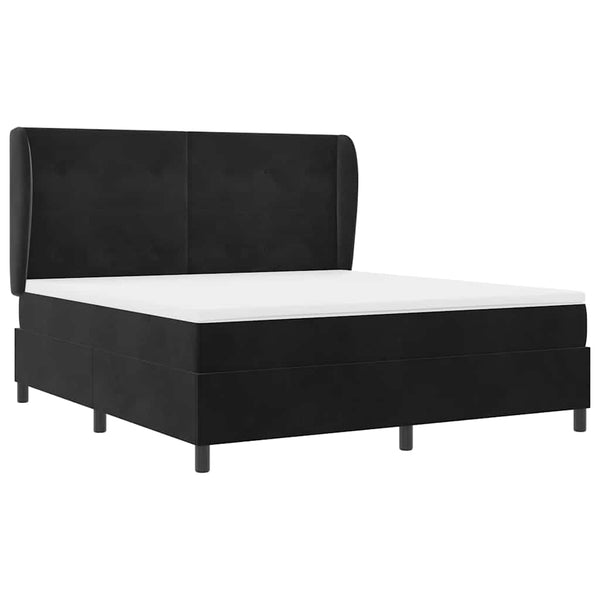 vidaXL Box Spring Bed with Mattress Black 200 x 180 cm Velvet