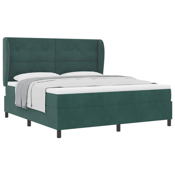 vidaXL Box Spring Bed with Mattress Dark Green 200 x 180 cm Velvet