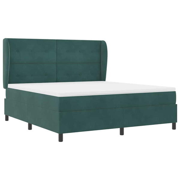 vidaXL Box Spring Bed with Mattress Dark Green 200 x 180 cm Velvet