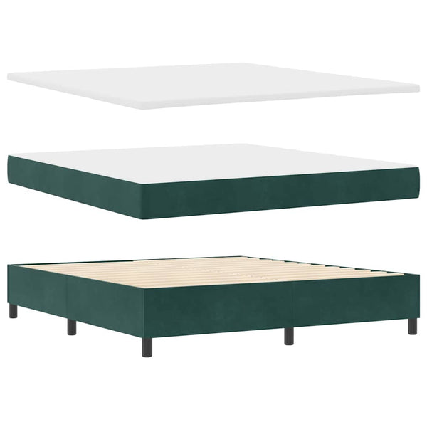 vidaXL Box Spring Bed with Mattress Dark Green 200 x 180 cm Velvet