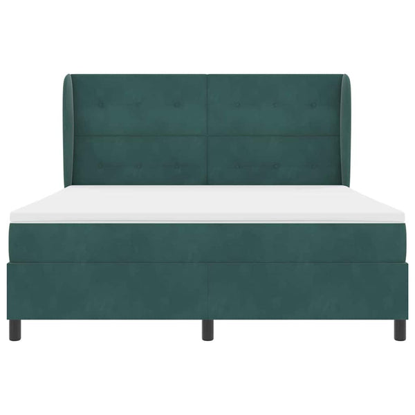 vidaXL Box Spring Bed with Mattress Dark Green 200 x 180 cm Velvet