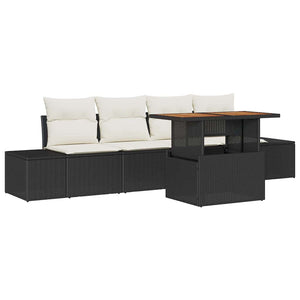 vidaXL Garden Dining Set with Cushions 5 pcs Black and Cream