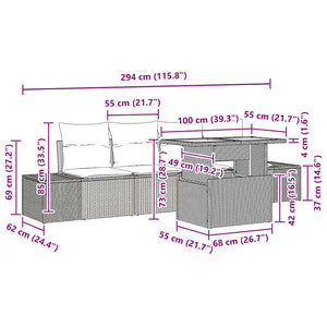 vidaXL Garden Dining Set with Cushions 5 pcs Black and Cream