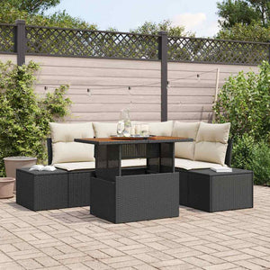 Garten Sofa Set Schwarz/Creme 5-teilig