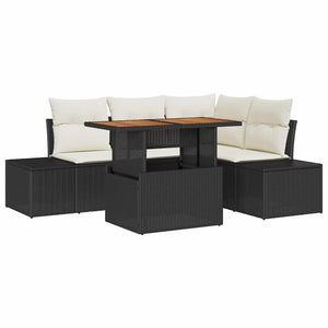Garten Sofa Set Schwarz/Creme 5-teilig
