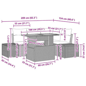Garten Sofa Set Schwarz/Creme 5-teilig