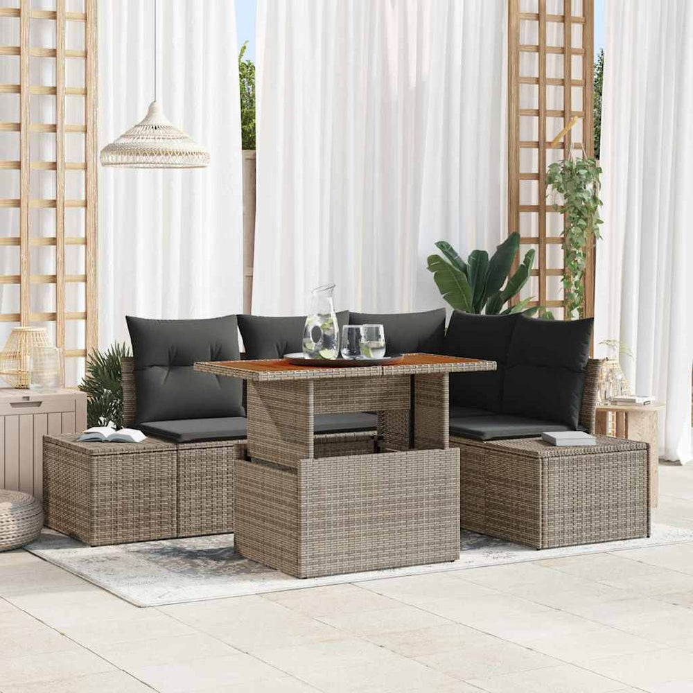 Garten Sofa Set Grau Braun 5-teilig