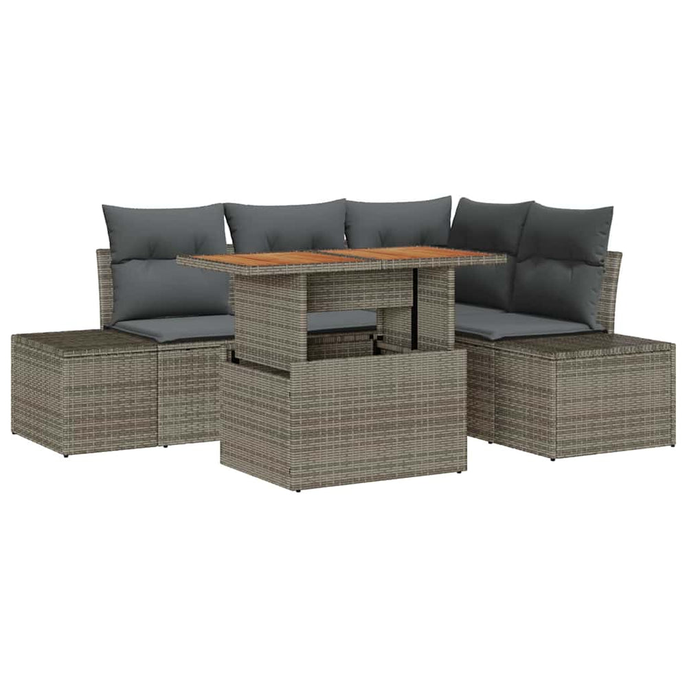 Garten Sofa Set Grau Braun 5-teilig