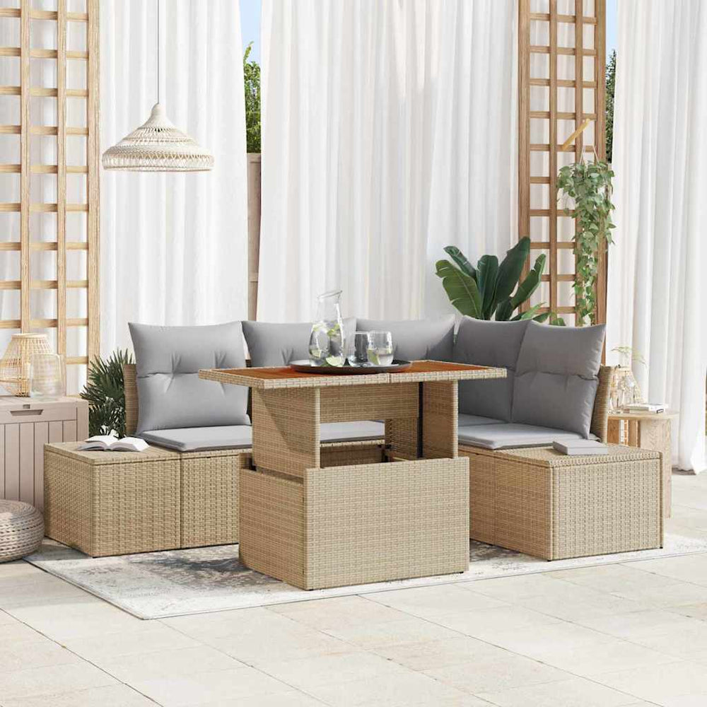 Garten Sofa Set Beige & Grau 5-teilig