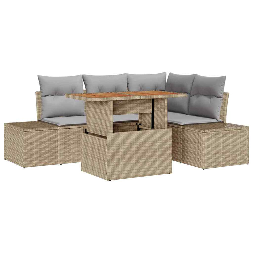 Garten Sofa Set Beige & Grau 5-teilig