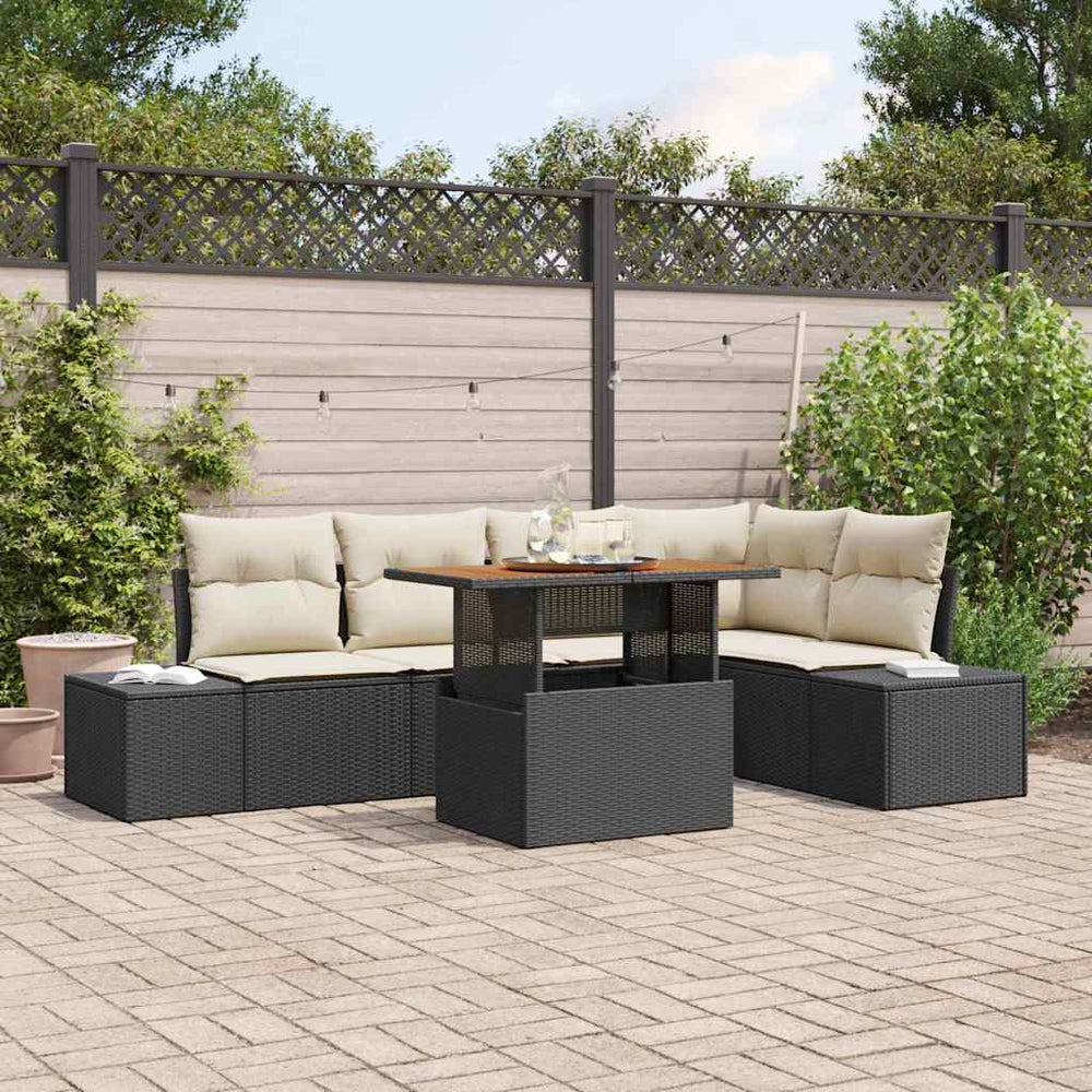 vidaXL Outdoor Dining Set with Cushions 6 pcs Black and Cream