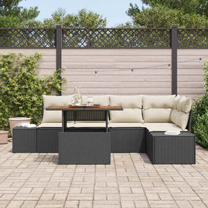 vidaXL Outdoor Dining Set with Cushions 6 pcs Black and Cream