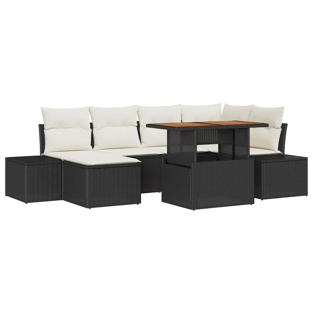 vidaXL Outdoor Dining Set with Cushions 7 pcs Black and Cream