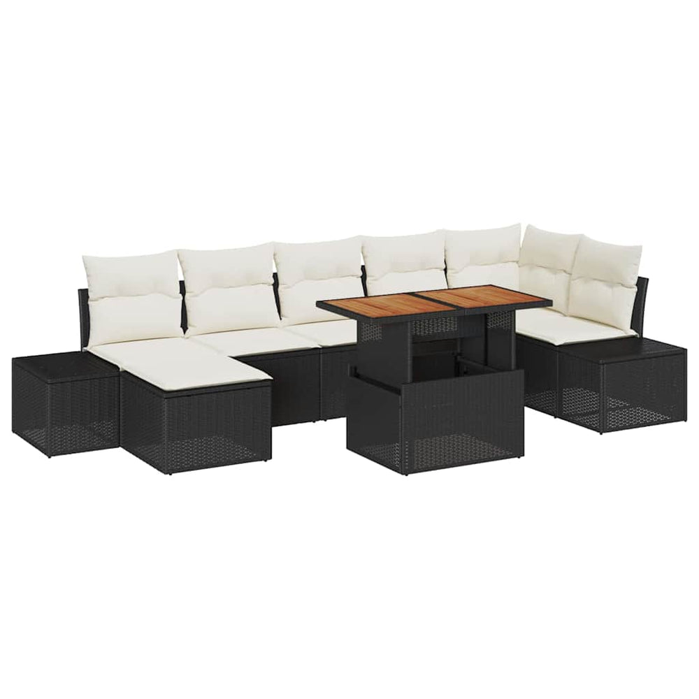Garten Sofa Set Schwarz & Creme mit Kissen