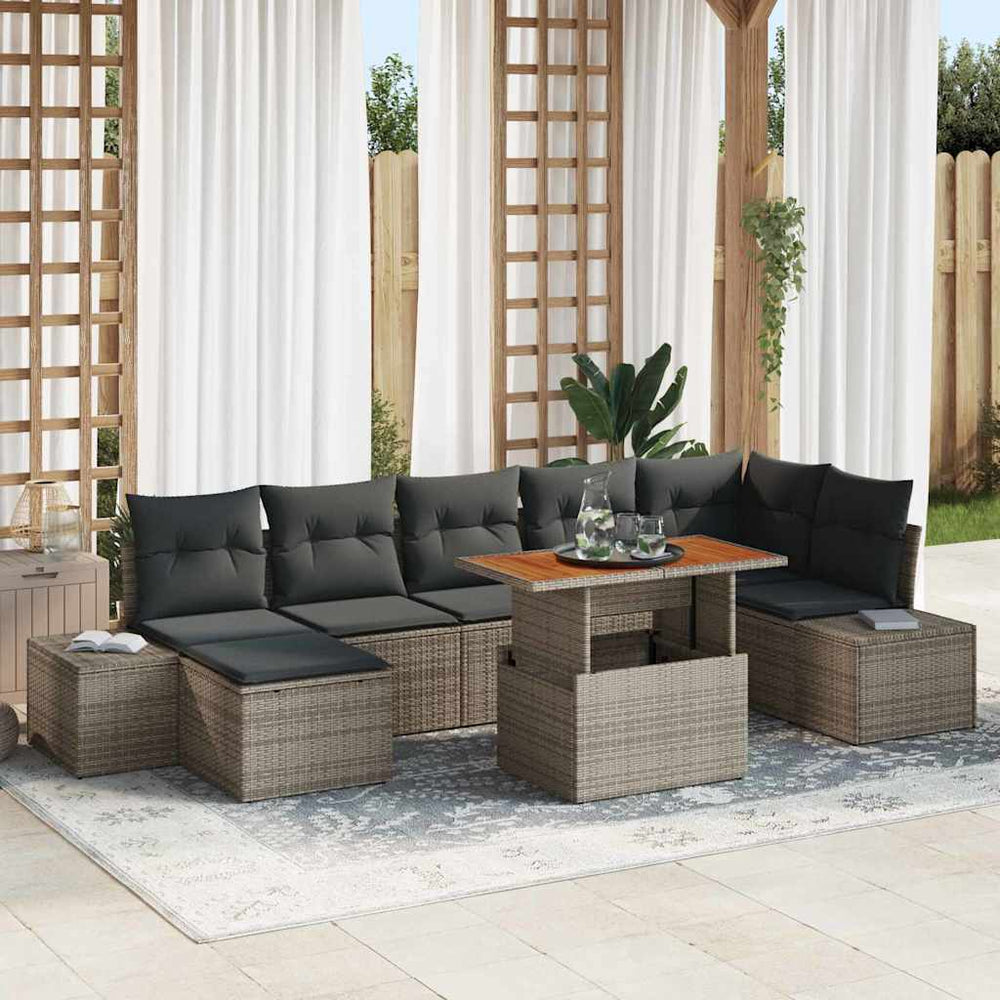 vidaXL Garden Sofa Set with Cushions 8 pcs Grey and Brown
