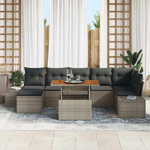 vidaXL Garden Sofa Set with Cushions 8 pcs Grey and Brown