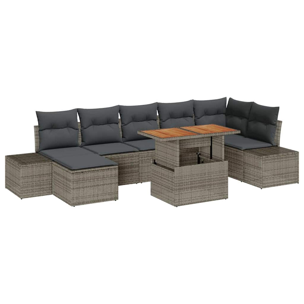 vidaXL Garden Sofa Set with Cushions 8 pcs Grey and Brown