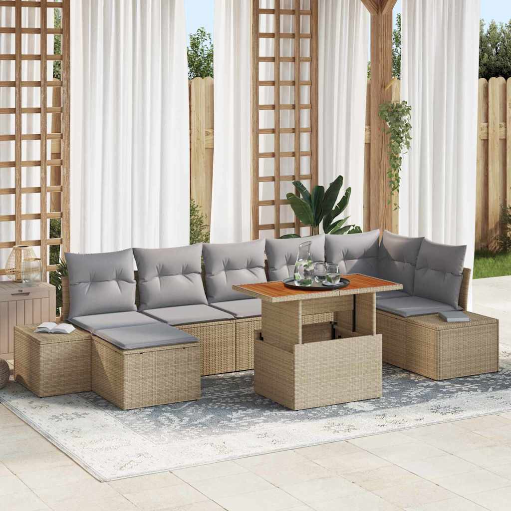 vidaXL Garden Sofa Set with Cushions 8 pcs Beige and Grey