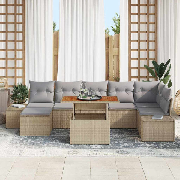 vidaXL Garden Sofa Set with Cushions 8 pcs Beige and Grey