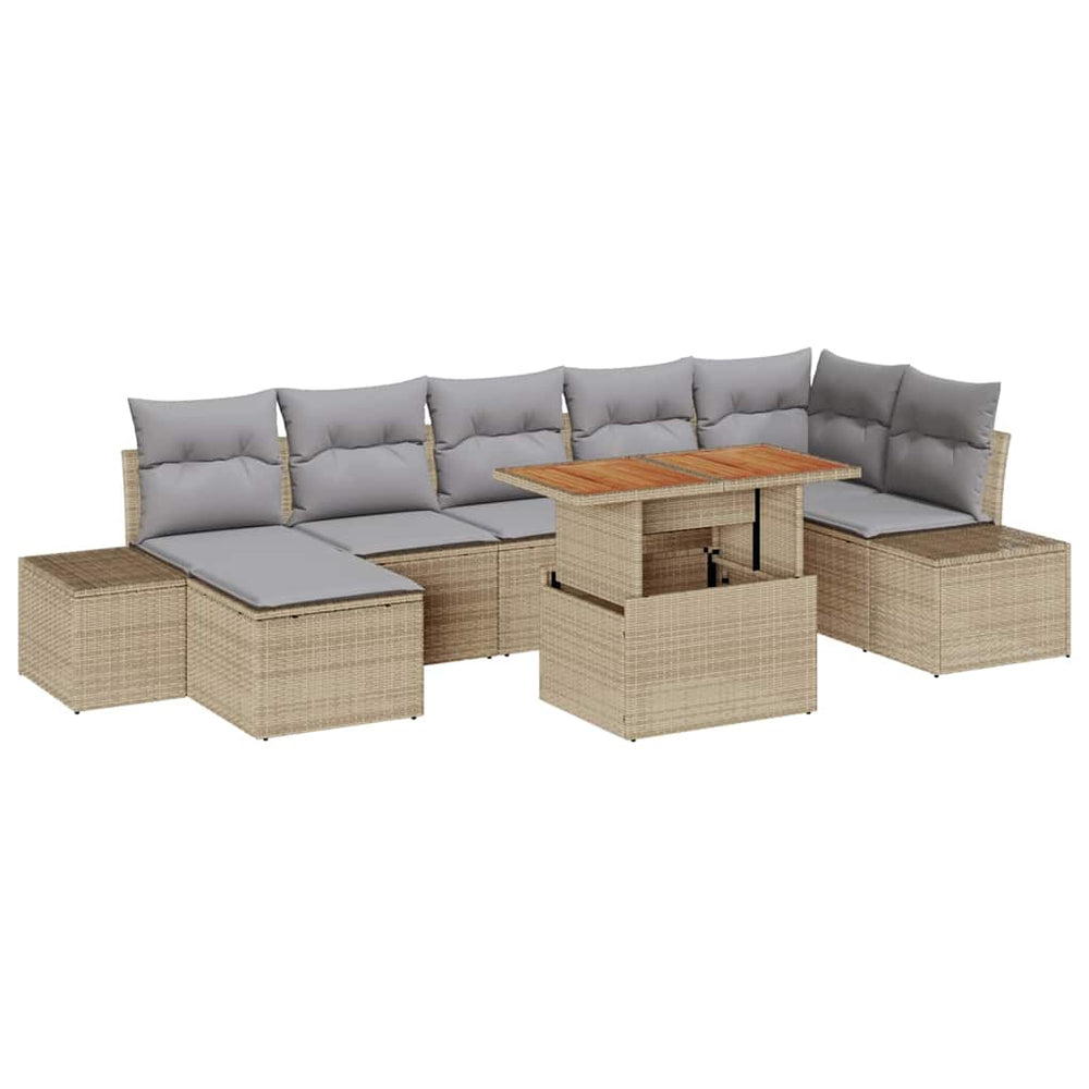 vidaXL Garden Sofa Set with Cushions 8 pcs Beige and Grey