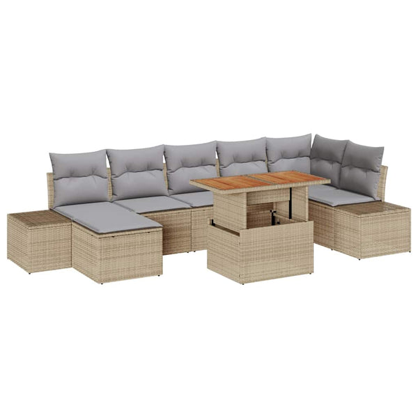 vidaXL Garden Sofa Set with Cushions 8 pcs Beige and Grey