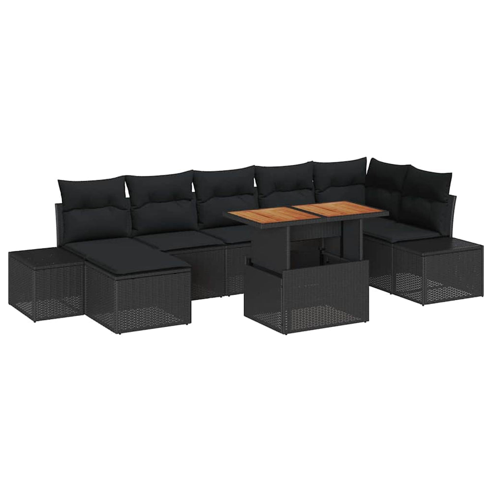 vidaXL Garden Sofa Set with Cushions 8 pcs Black and Brown