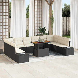 vidaXL Garden Sofa Set with Cushions 11 pcs Black and Cream