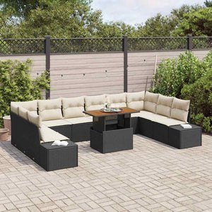 vidaXL Garden Sofa Set with Cushions 11 pcs Black and Cream
