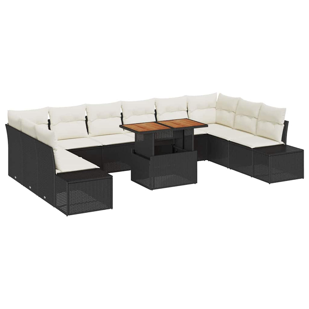 vidaXL Garden Sofa Set with Cushions 11 pcs Black and Cream