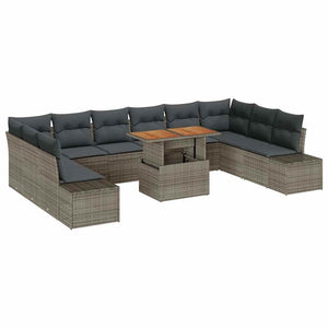 Garten Sofa Set mit Kissen, Grau/Braun, 11-teilig