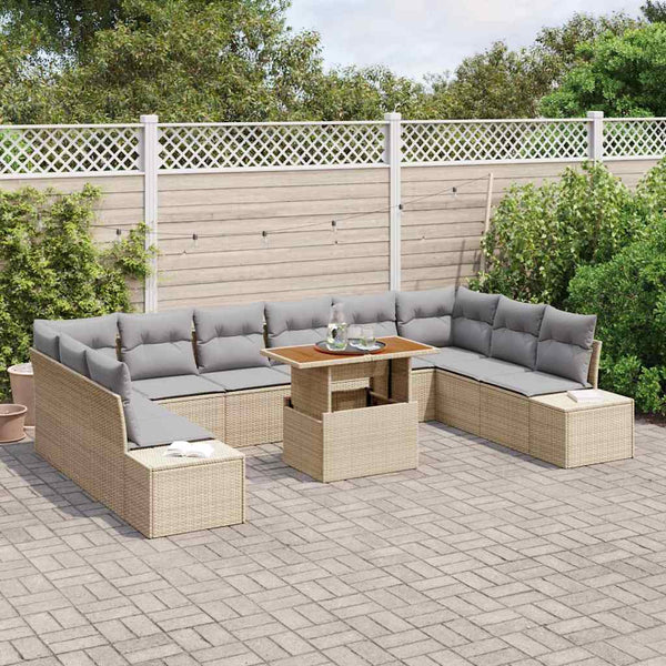 Garten Sofa Set Beige Grau 11-teilig