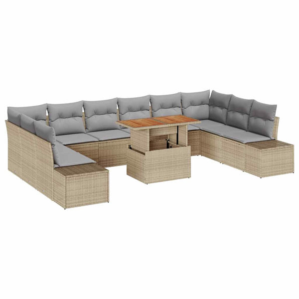 Garten Sofa Set Beige Grau 11-teilig